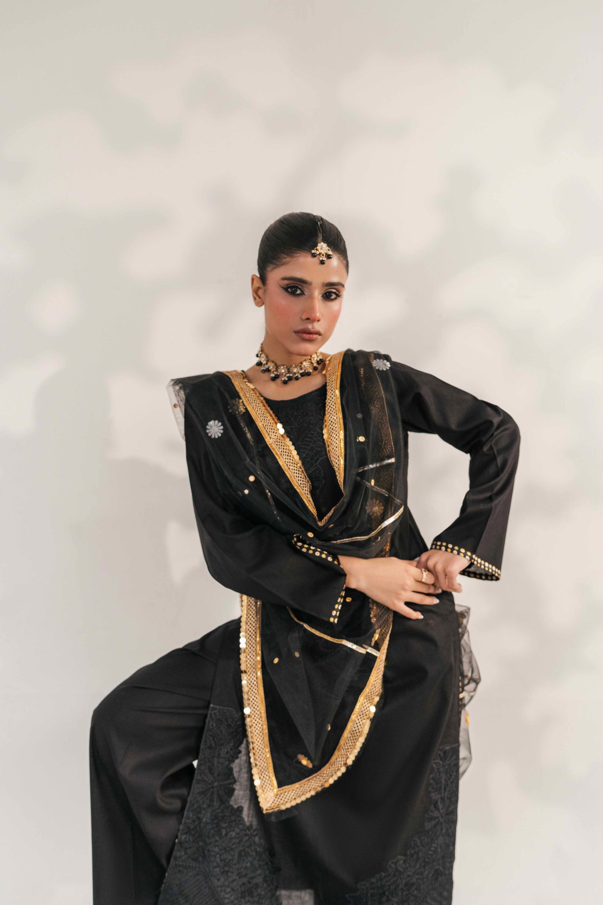 Embroidered women's dress with stylish neckline
