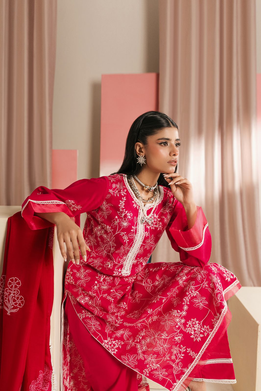 Elegant embroidered ladies suit in soft fabric