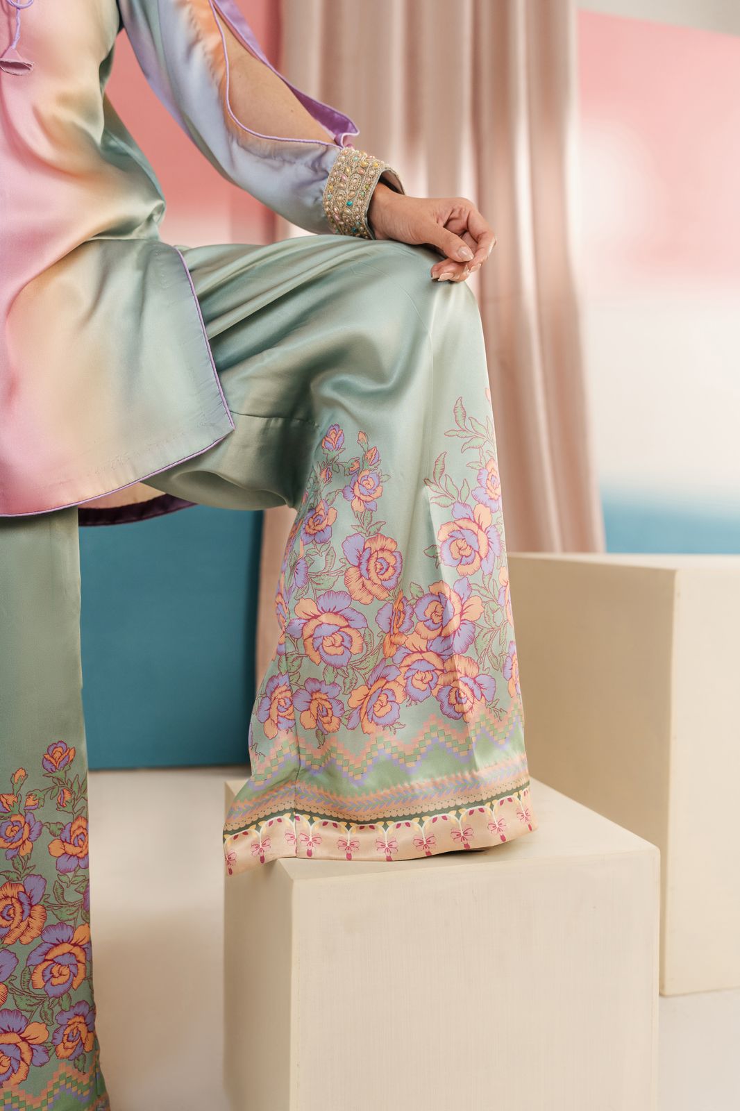 Designer embroidered suit with modern cuts