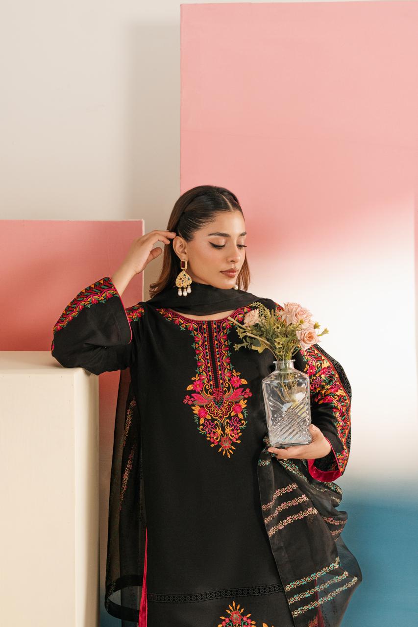 Traditional embroidered dress for ladies with floral pattern