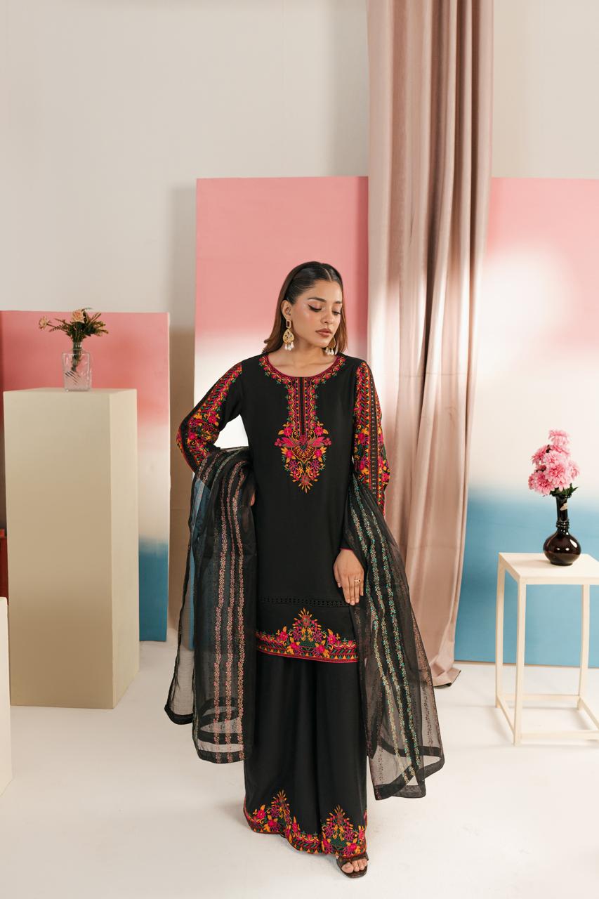 Traditional embroidered dress for ladies with floral pattern