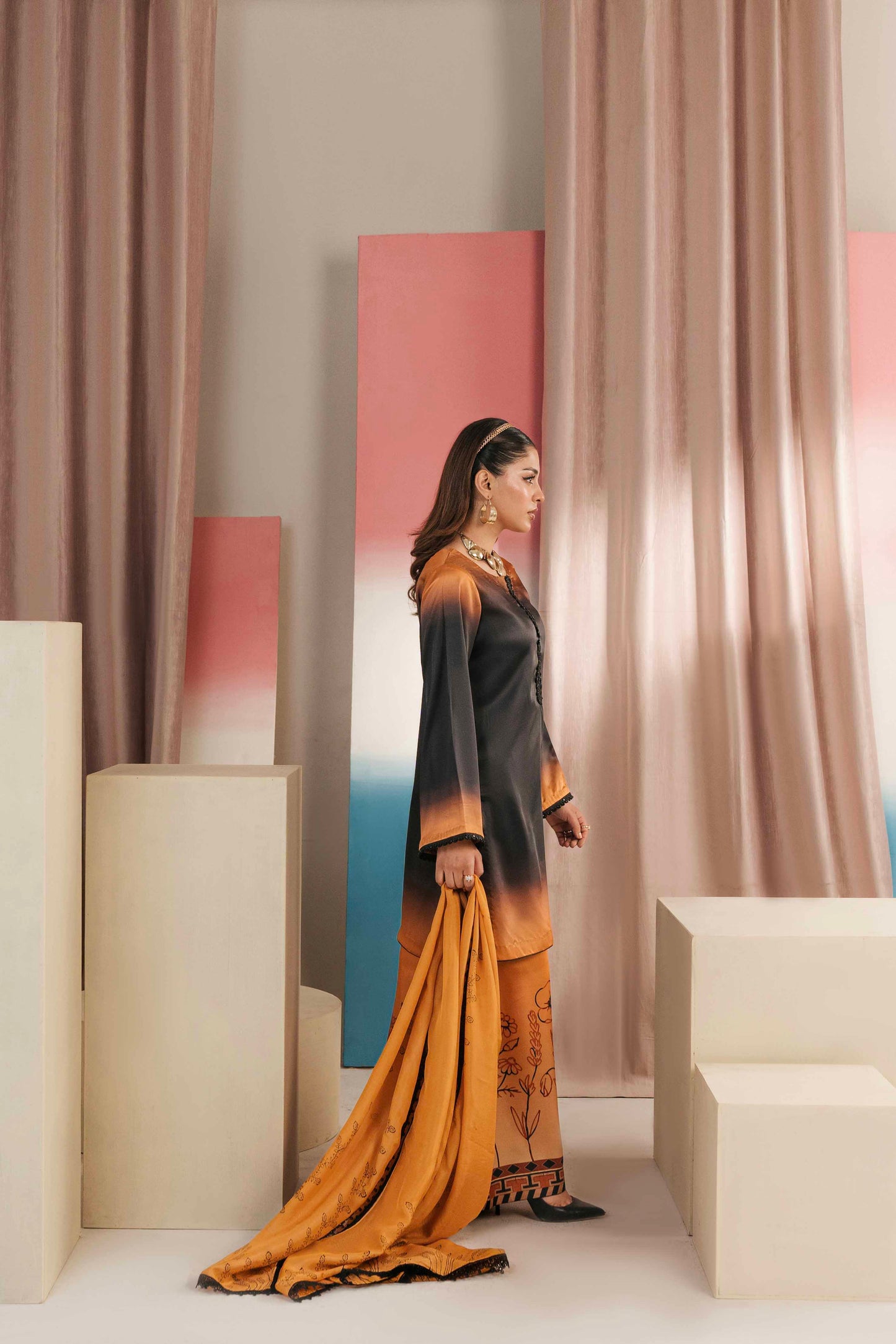 Fancy embroidered ladies dress for evening wear