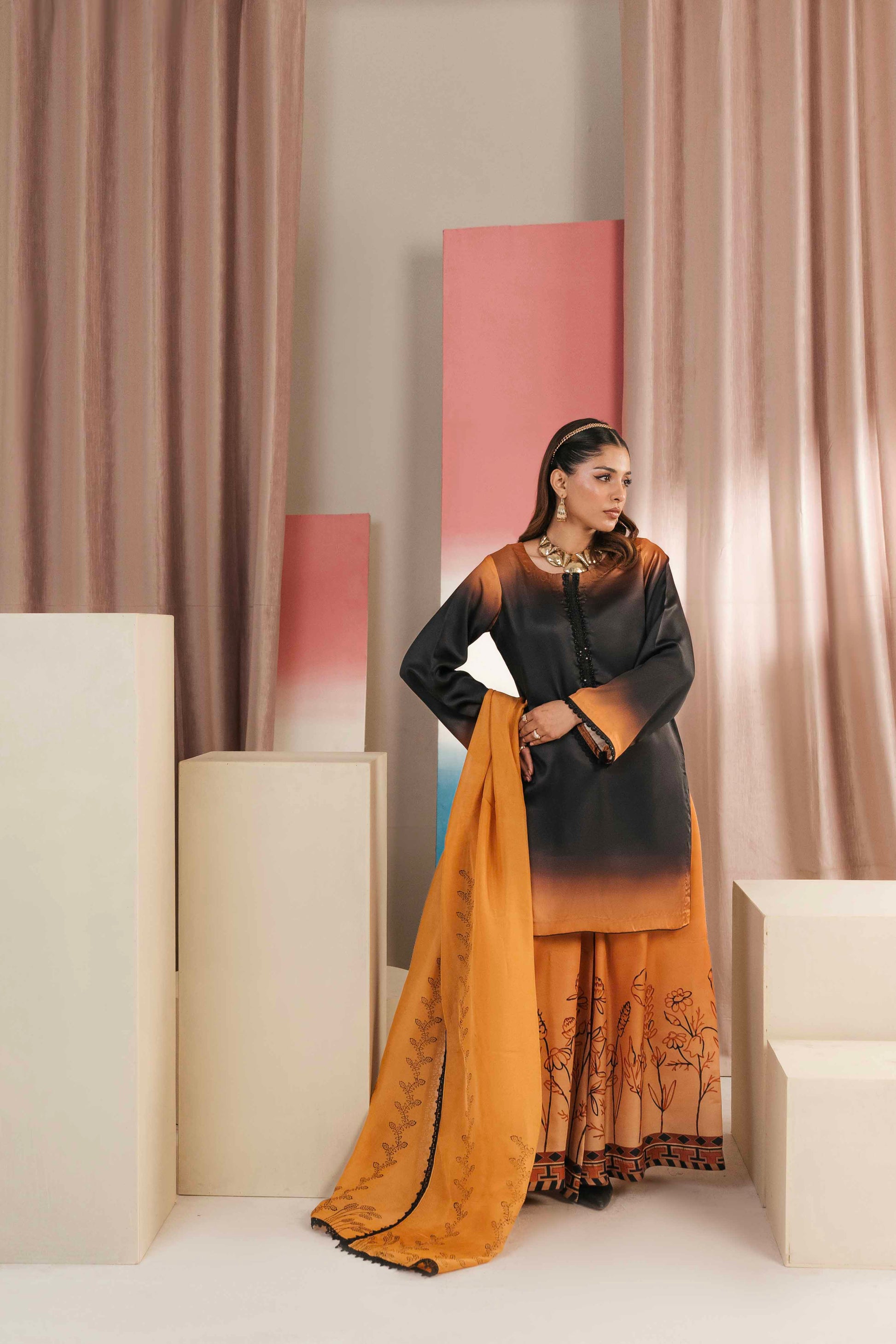 Fancy embroidered ladies dress for evening wear