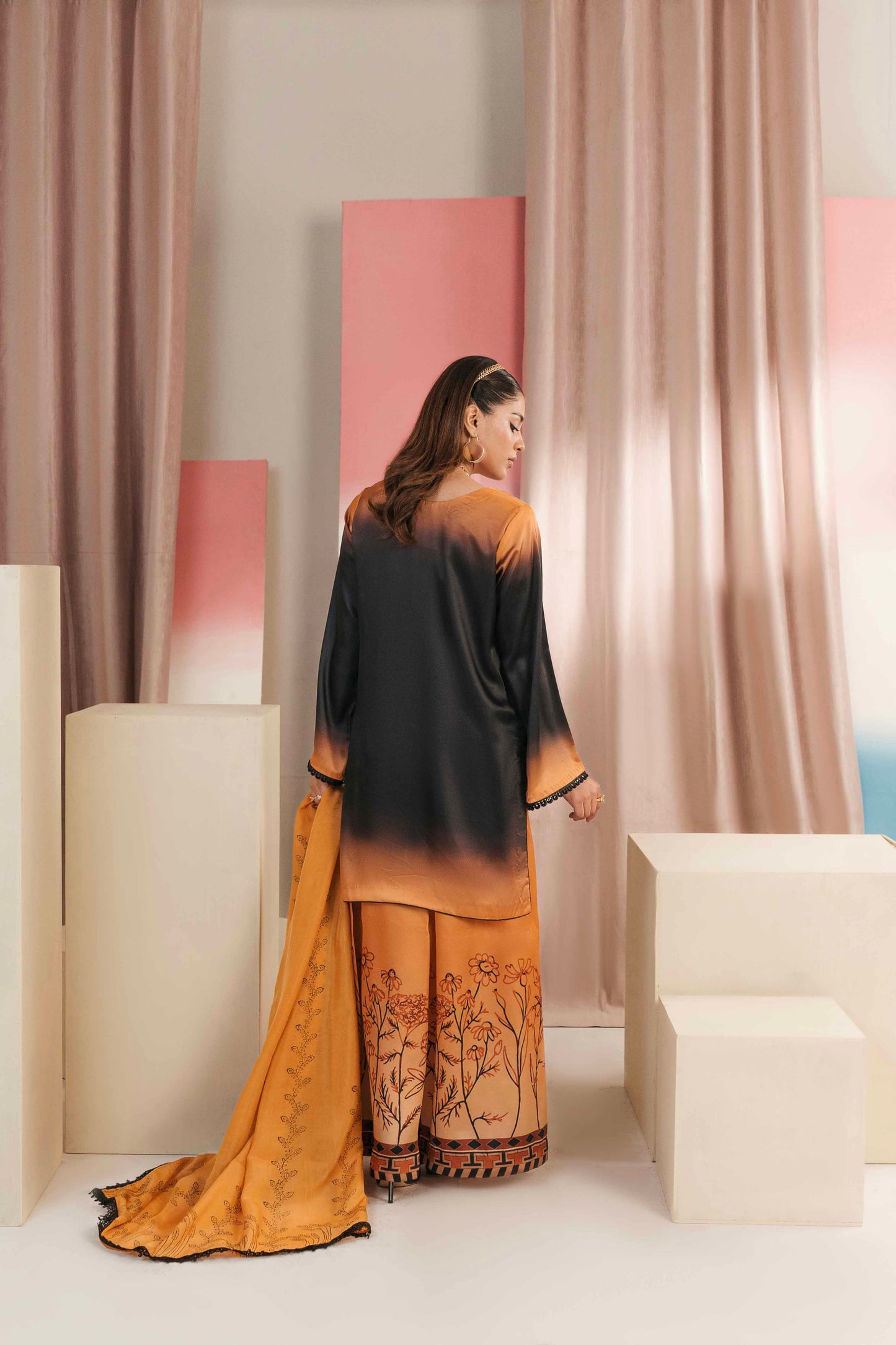 Fancy embroidered ladies dress for evening wear