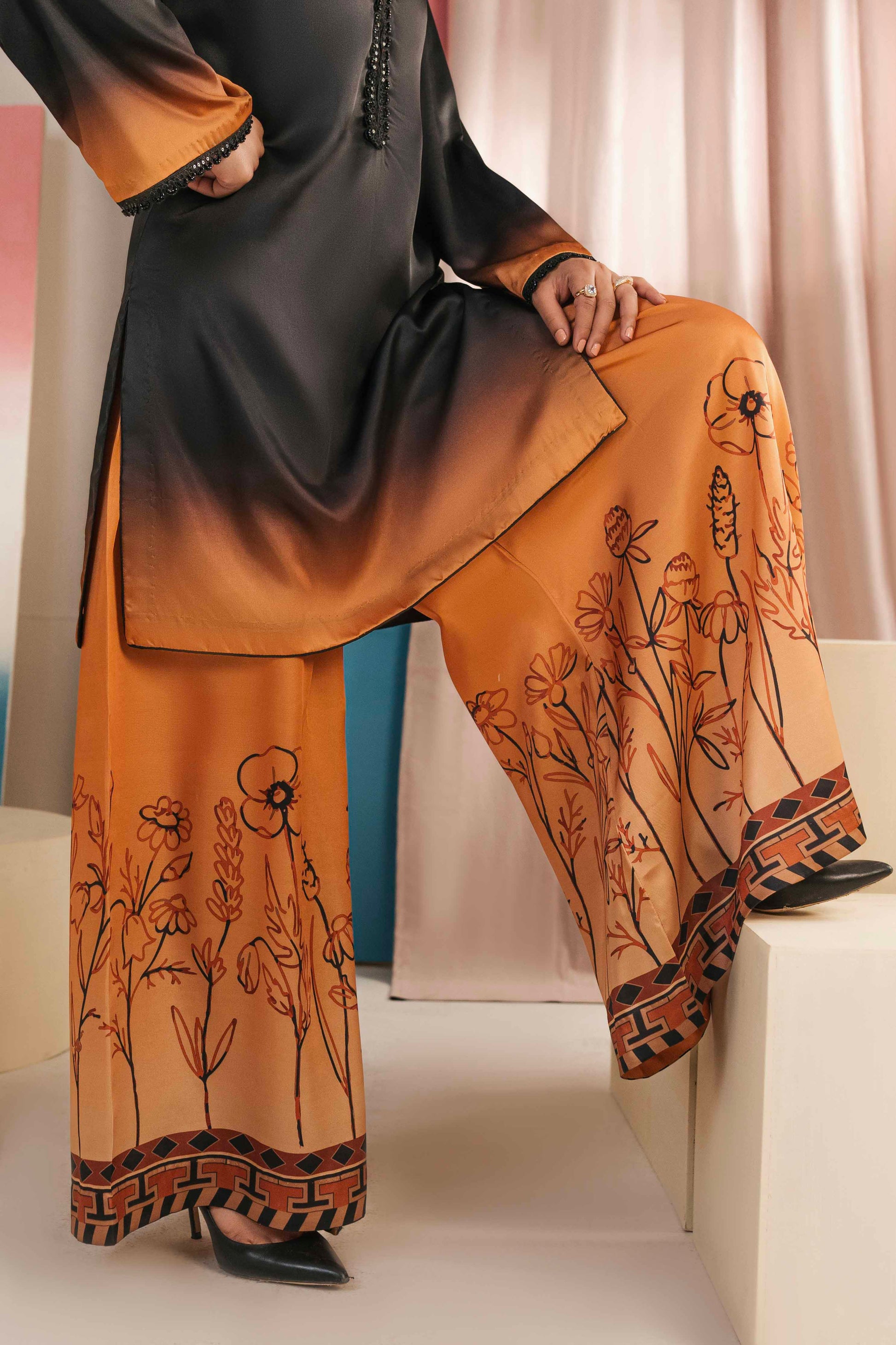 Fancy embroidered ladies dress for evening wear