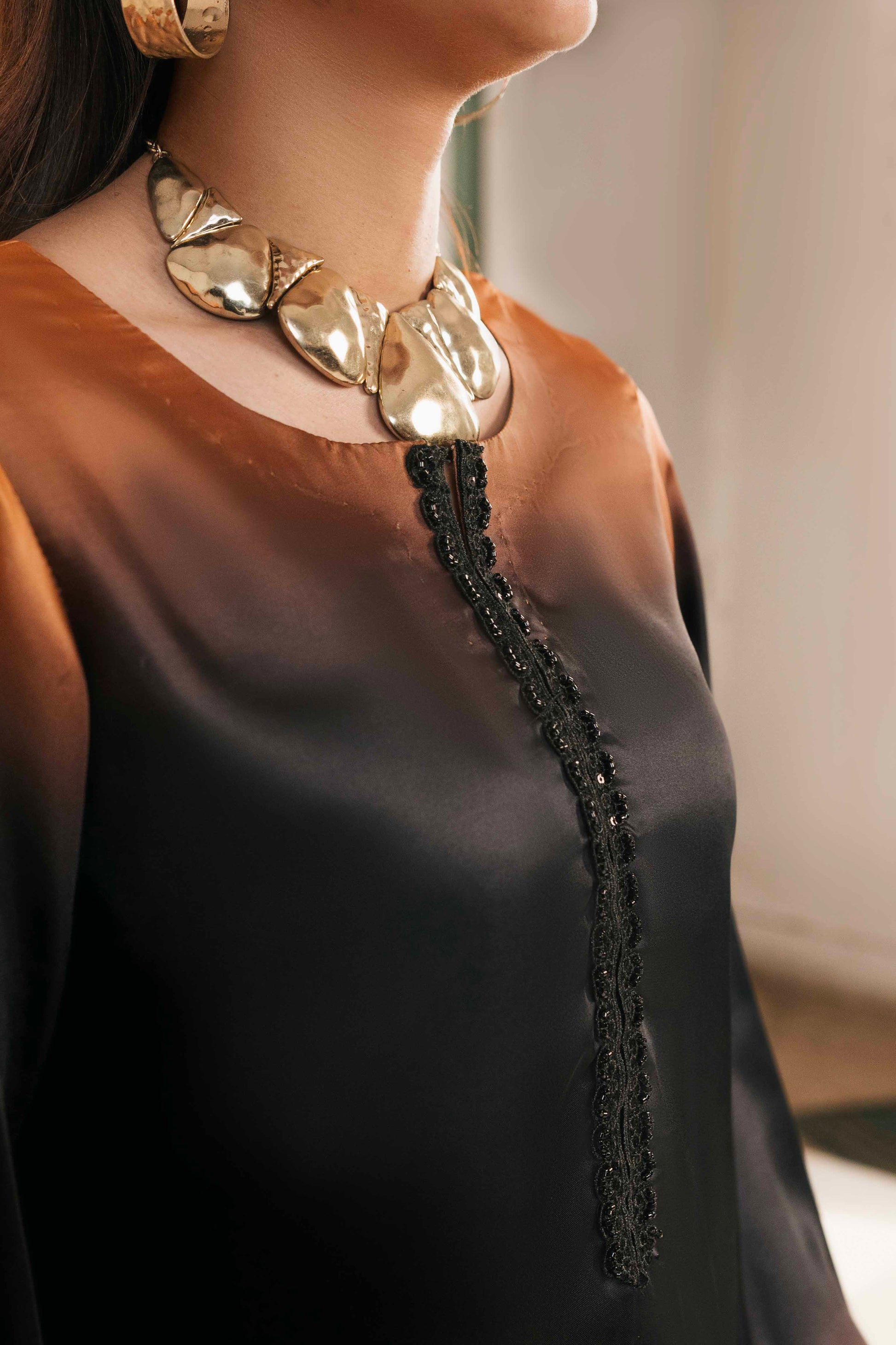Fancy embroidered ladies dress for evening wear