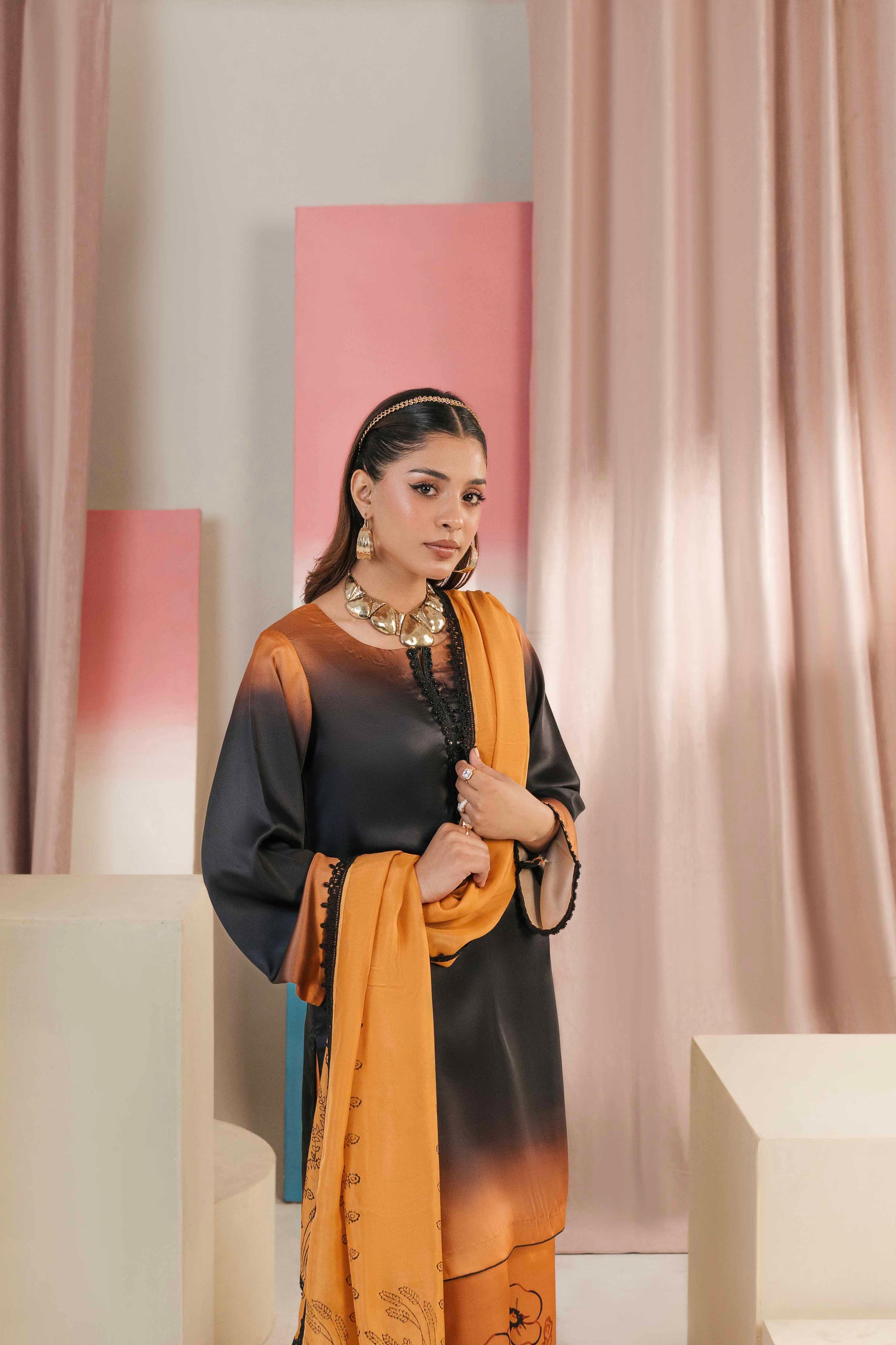 Fancy embroidered ladies dress for evening wear