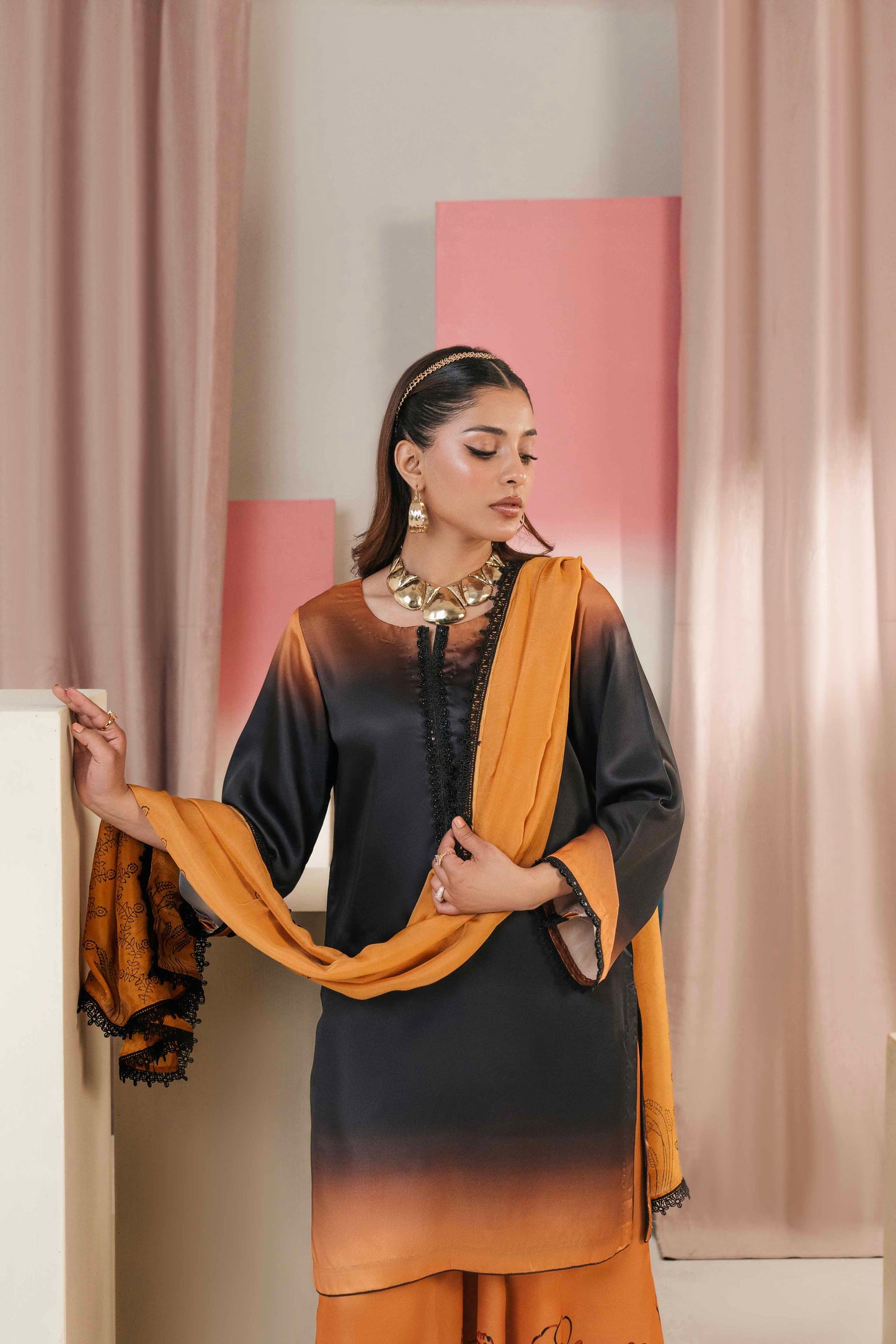 Fancy embroidered ladies dress for evening wear