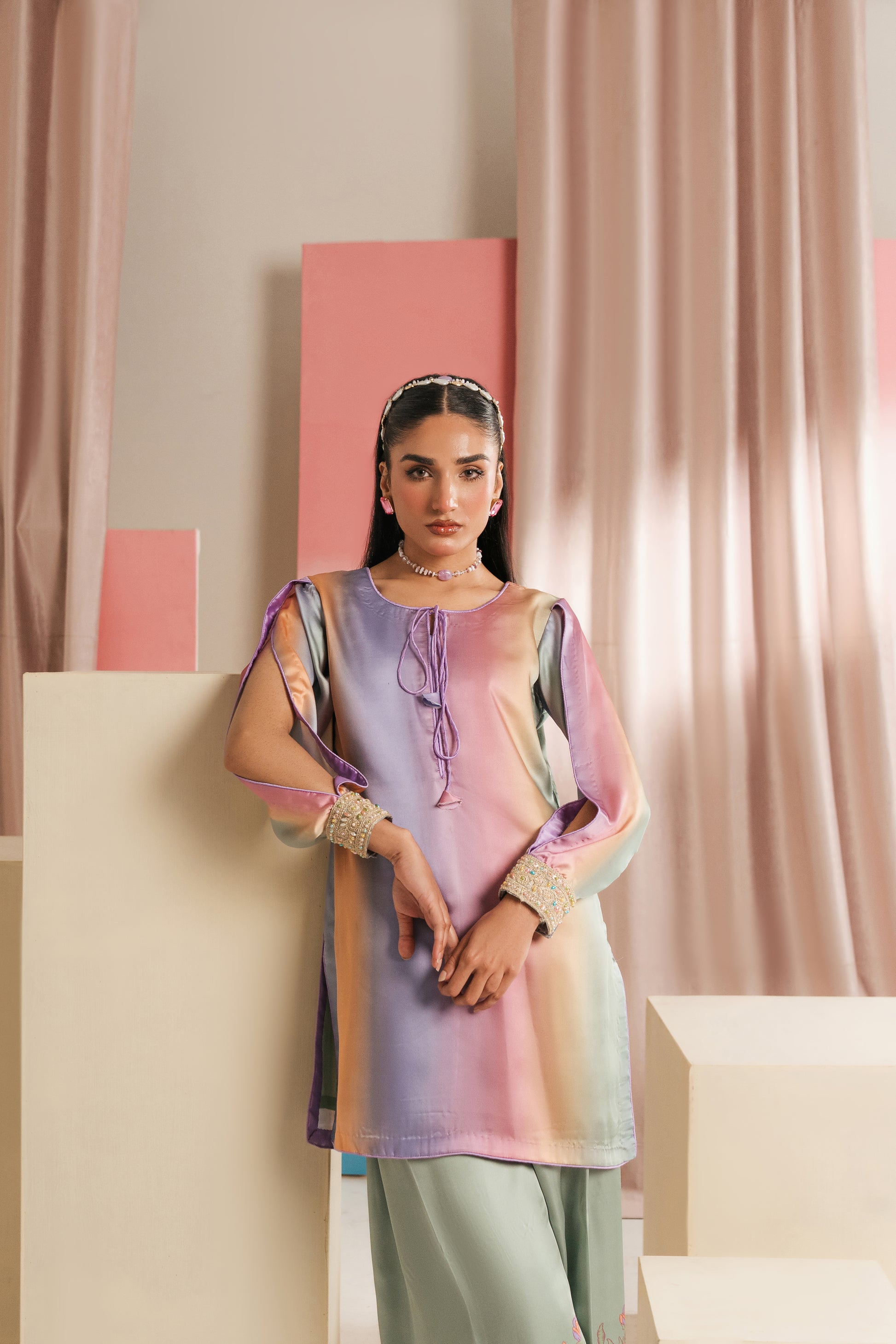 Designer embroidered suit with modern cuts