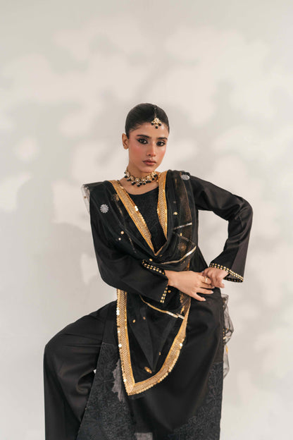 Embroidered women's dress with stylish neckline

