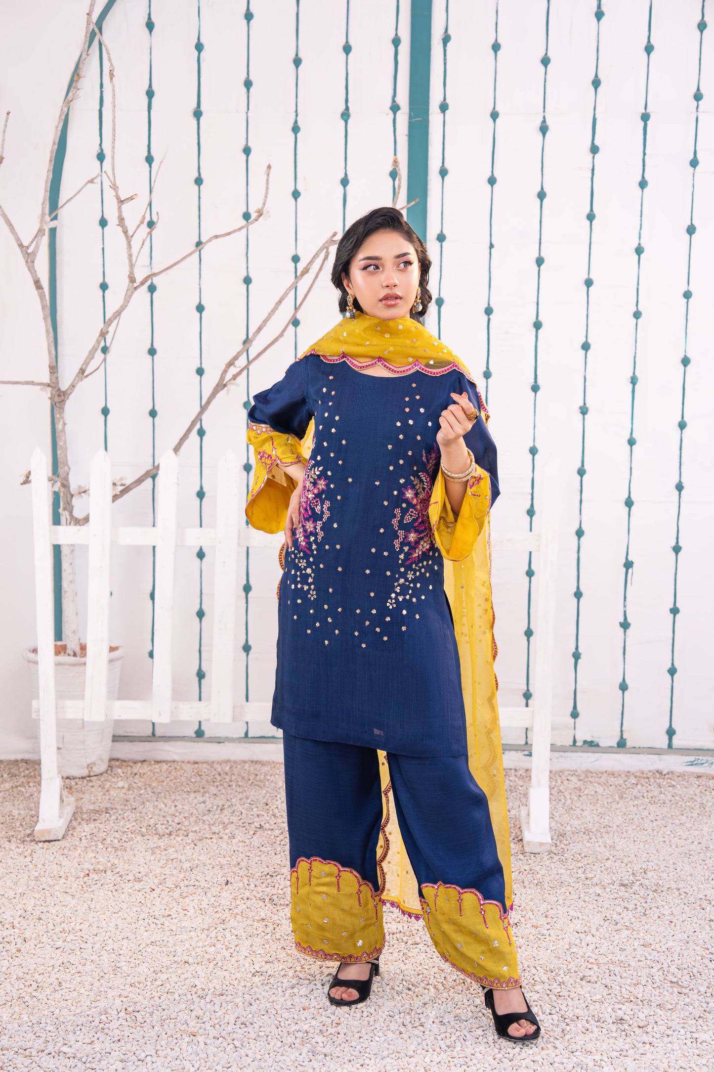 Sapphire Embellished Raw Silk 3PC Suit with Organza Dupatta