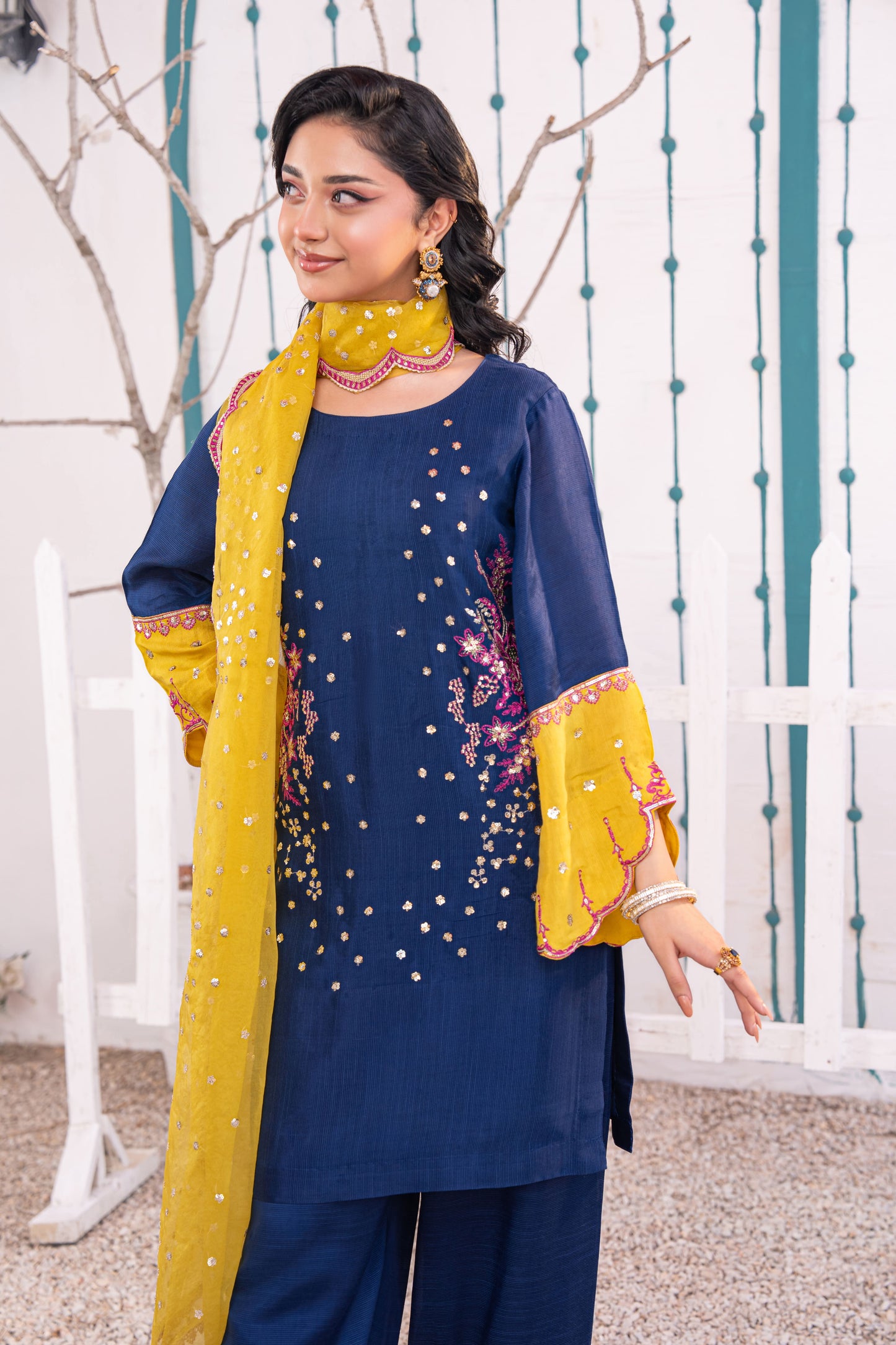 Sapphire Embellished Raw Silk 3PC Suit with Organza Dupatta