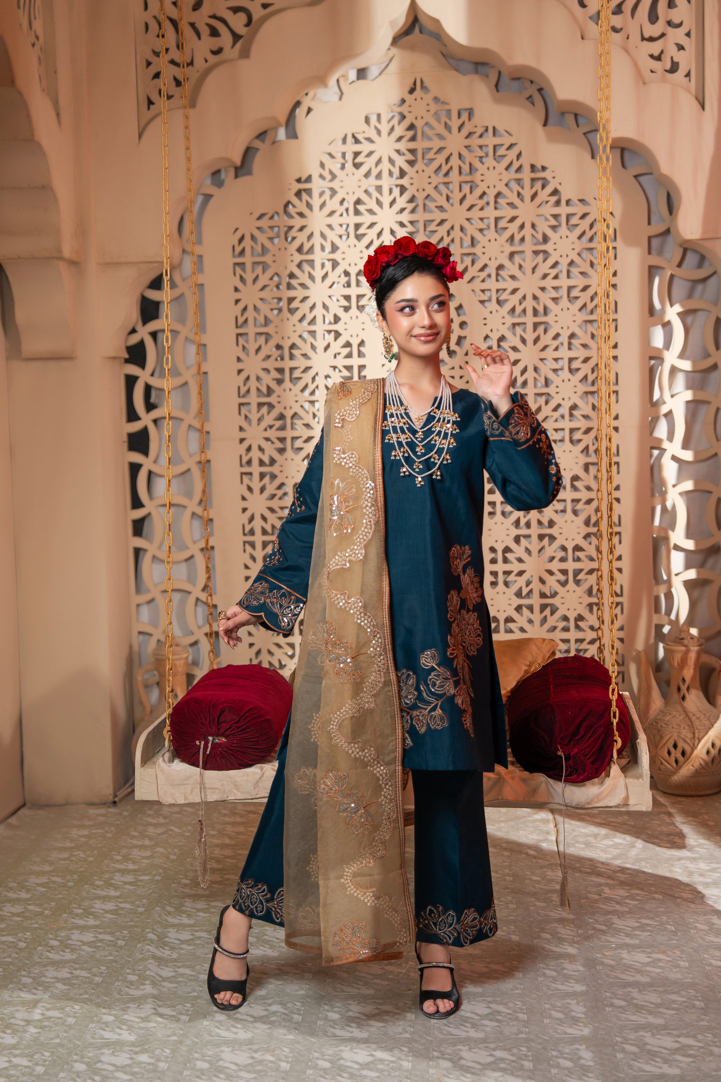 Neelam Embellished Raw Silk 3PC Suit with Organza Dupatta