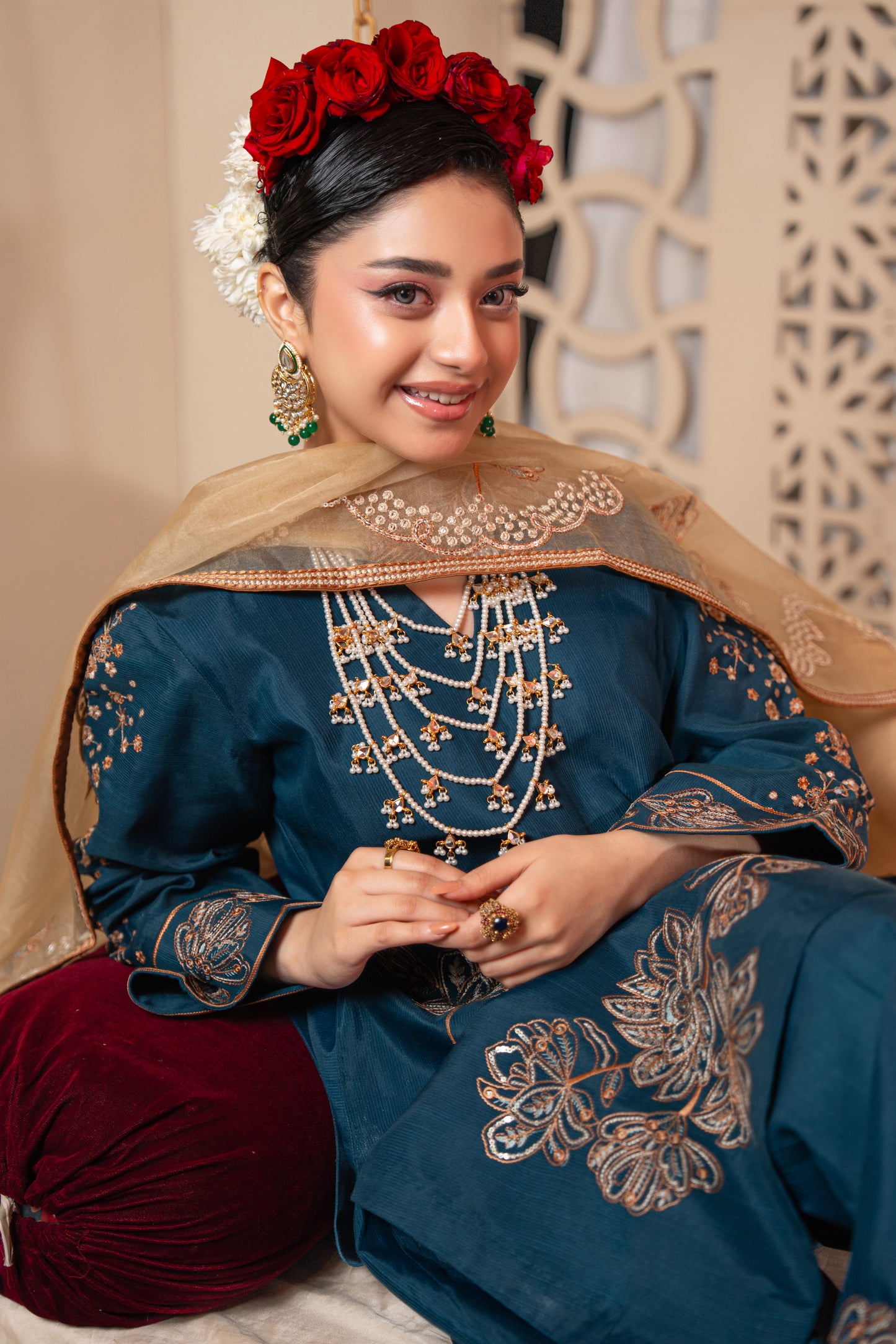Neelam Embellished Raw Silk 3PC Suit with Organza Dupatta