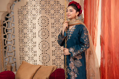 Neelam Embellished Raw Silk 3PC Suit with Organza Dupatta