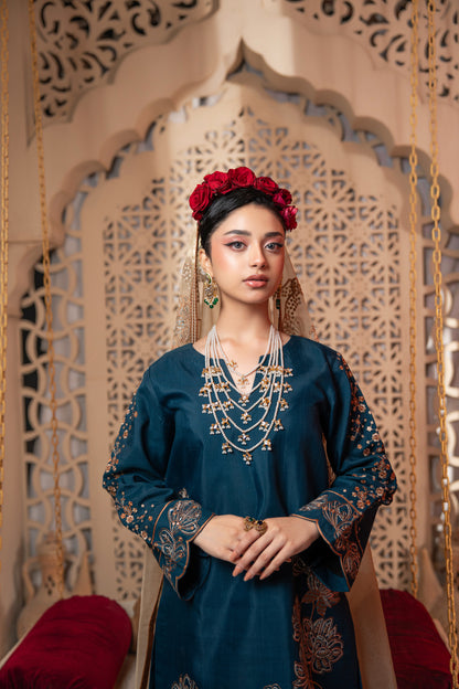 Neelam Embellished Raw Silk 3PC Suit with Organza Dupatta