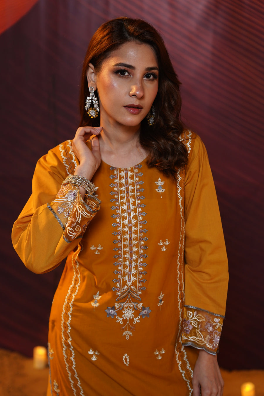 Sahara Embroidered Lawn with Silk Punjabi Art Dupatta 3PC Stitched Suit
