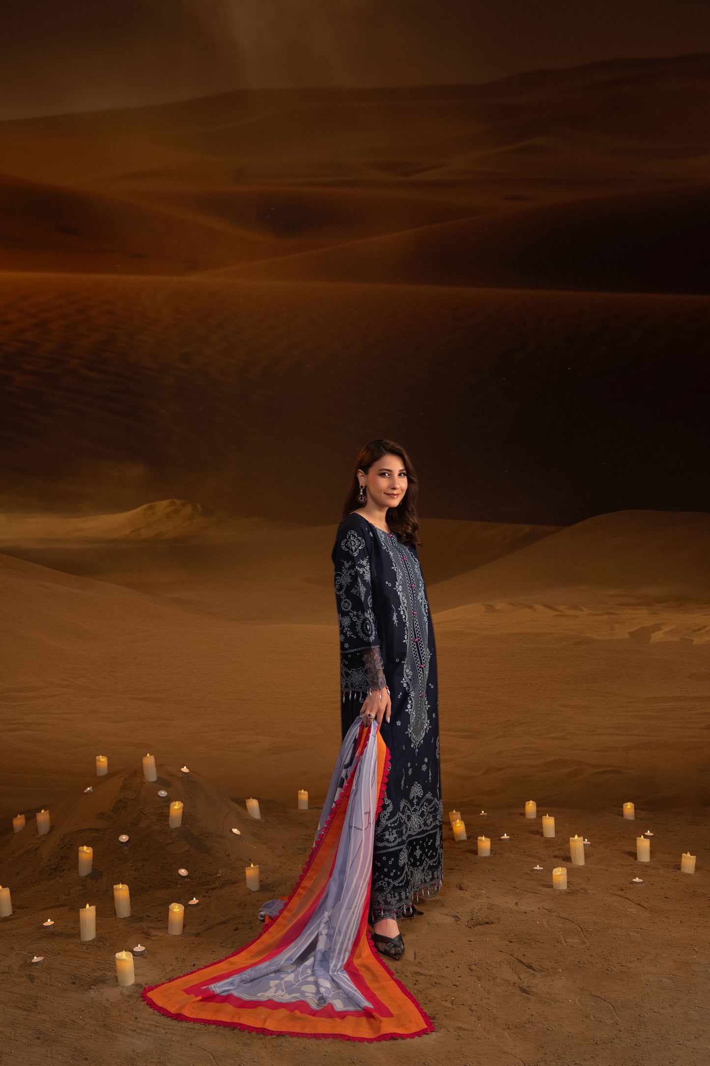 Oasis Embroidered Lawn with Silk Line Art Dupatta 3PC Stitched Suit