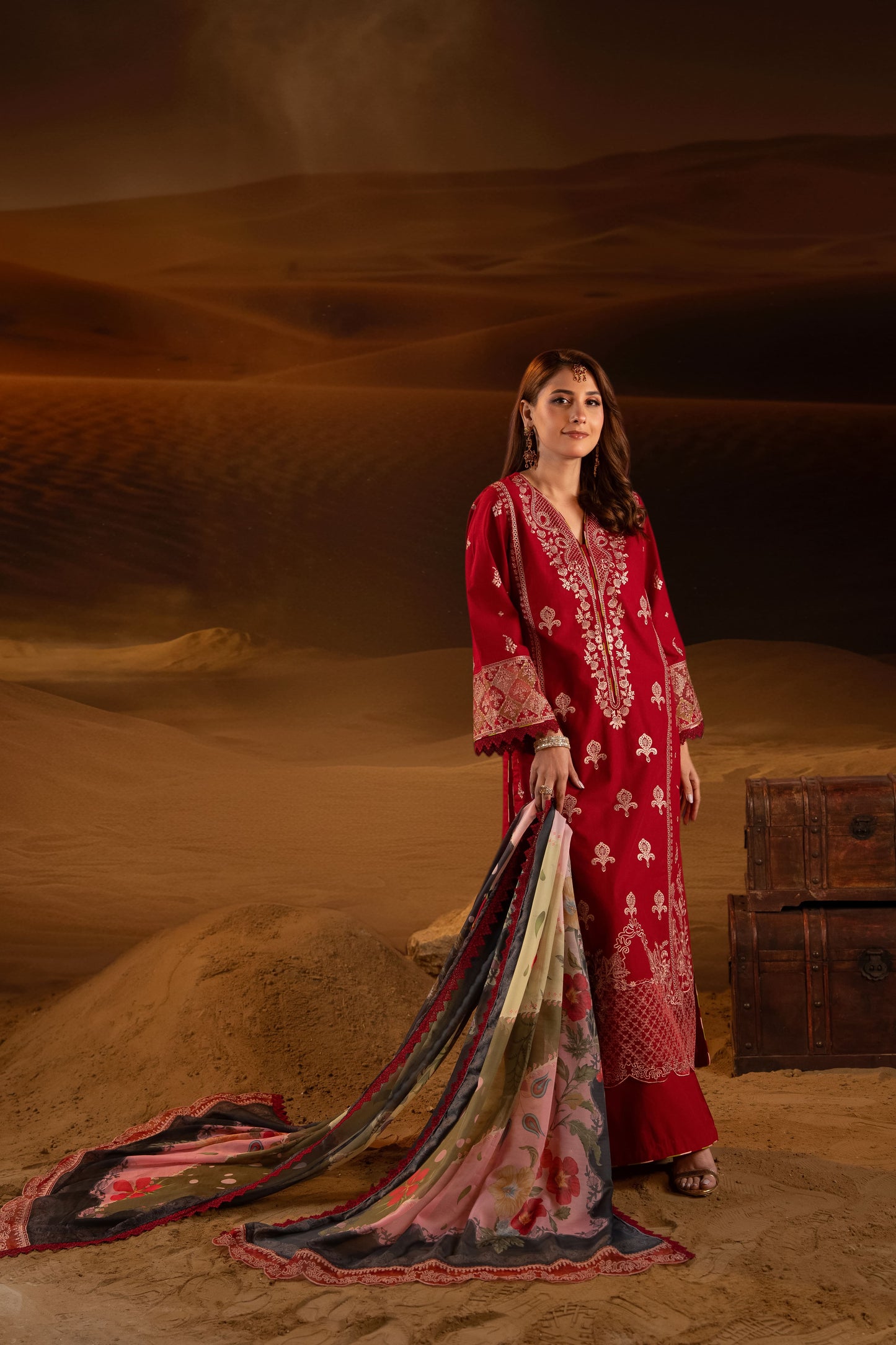 Sirocco Embroidered Lawn with Silk Printed Dupatta 3PC Stitched Suit