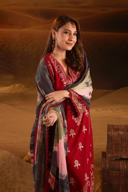 Sirocco Embroidered Lawn with Silk Printed Dupatta 3PC Stitched Suit