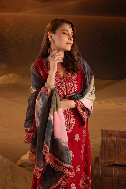 Sirocco Embroidered Lawn with Silk Printed Dupatta 3PC Stitched Suit