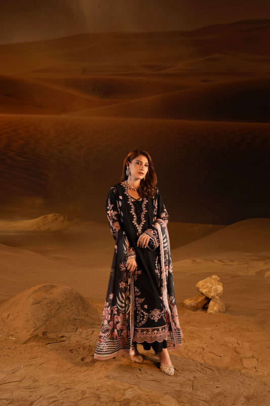 Mirage Embroidered Lawn with Silk Printed Dupatta 3PC Stitched Suit