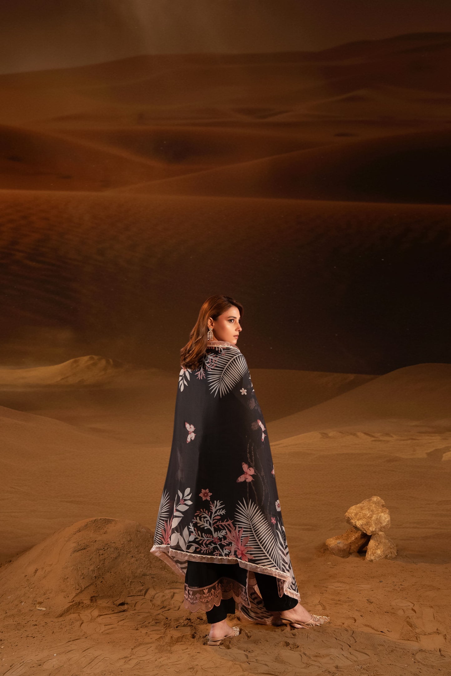 Mirage Embroidered Lawn with Silk Printed Dupatta 3PC Stitched Suit