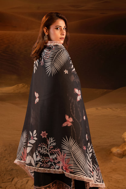 Mirage Embroidered Lawn with Silk Printed Dupatta 3PC Stitched Suit