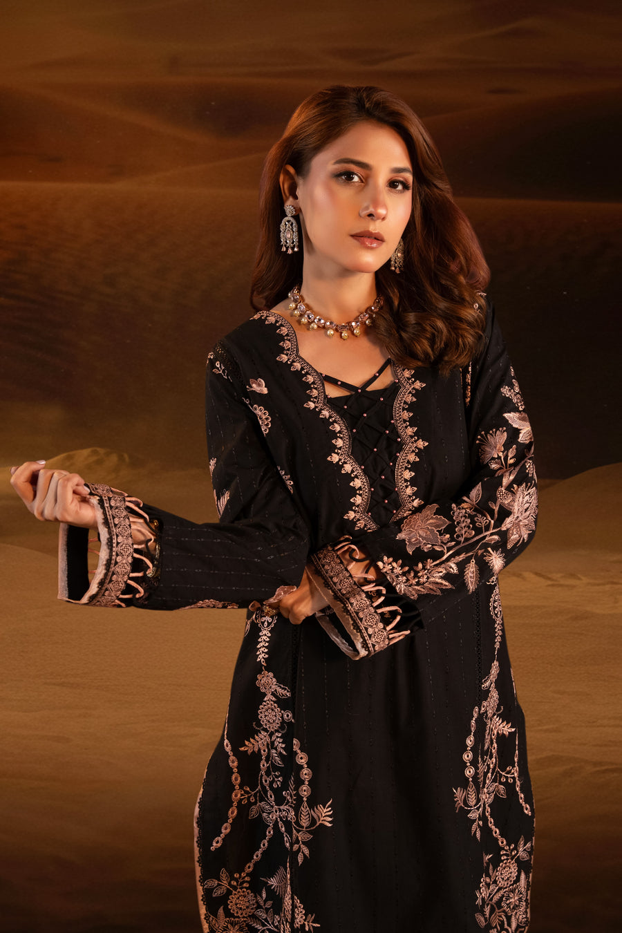 Mirage Embroidered Lawn with Silk Printed Dupatta 3PC Stitched Suit