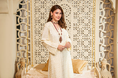 Sol Schiffli Embroidered Lawn with Silk Printed Dupatta 3PC Stitched Suit