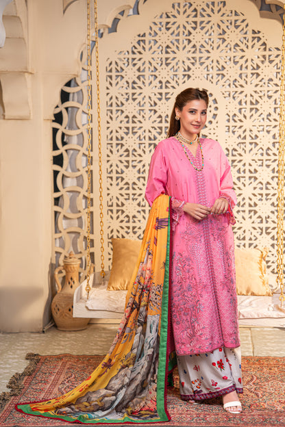 Dune Embroidered Lawn with Silk Printed Dupatta 3PC Stitched Suit