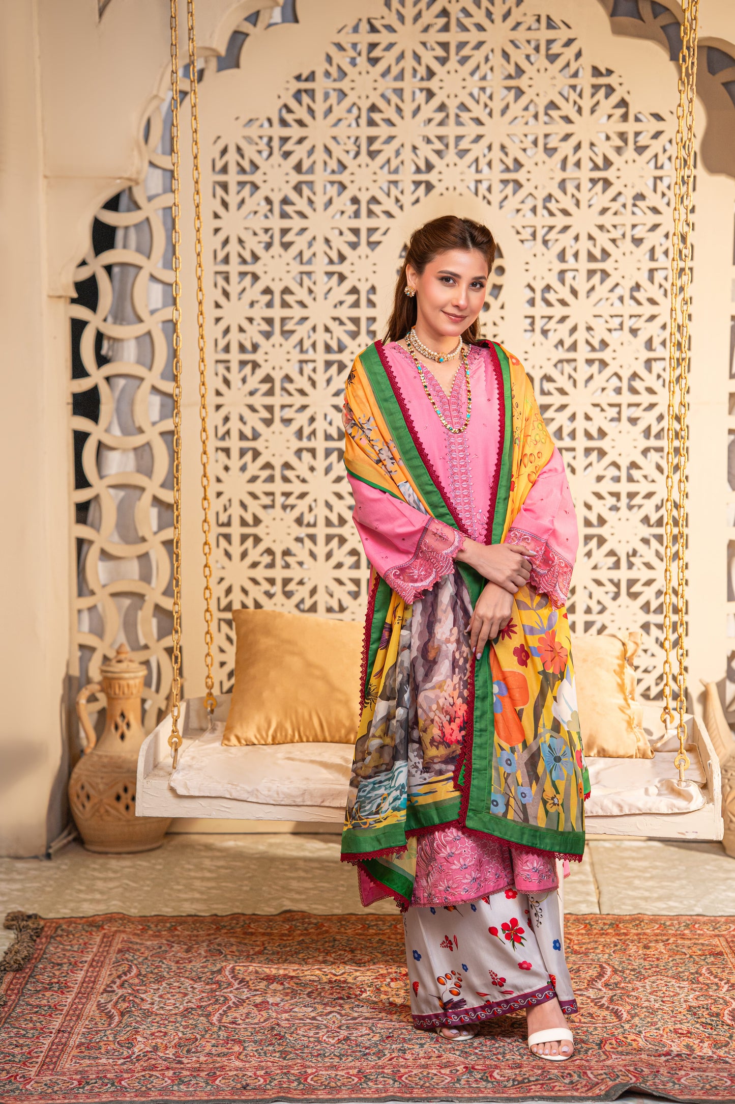 Dune Embroidered Lawn with Silk Printed Dupatta 3PC Stitched Suit