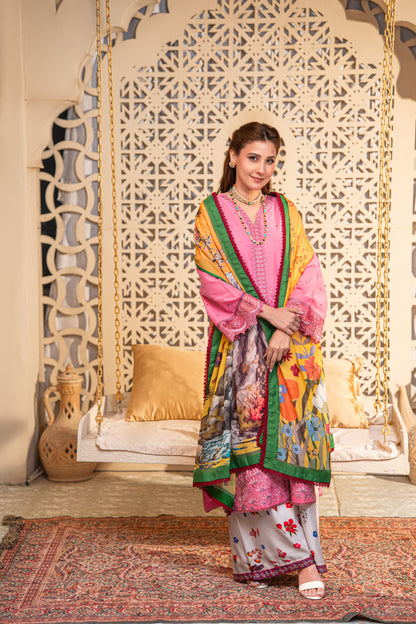 Dune Embroidered Lawn with Silk Printed Dupatta 3PC Stitched Suit
