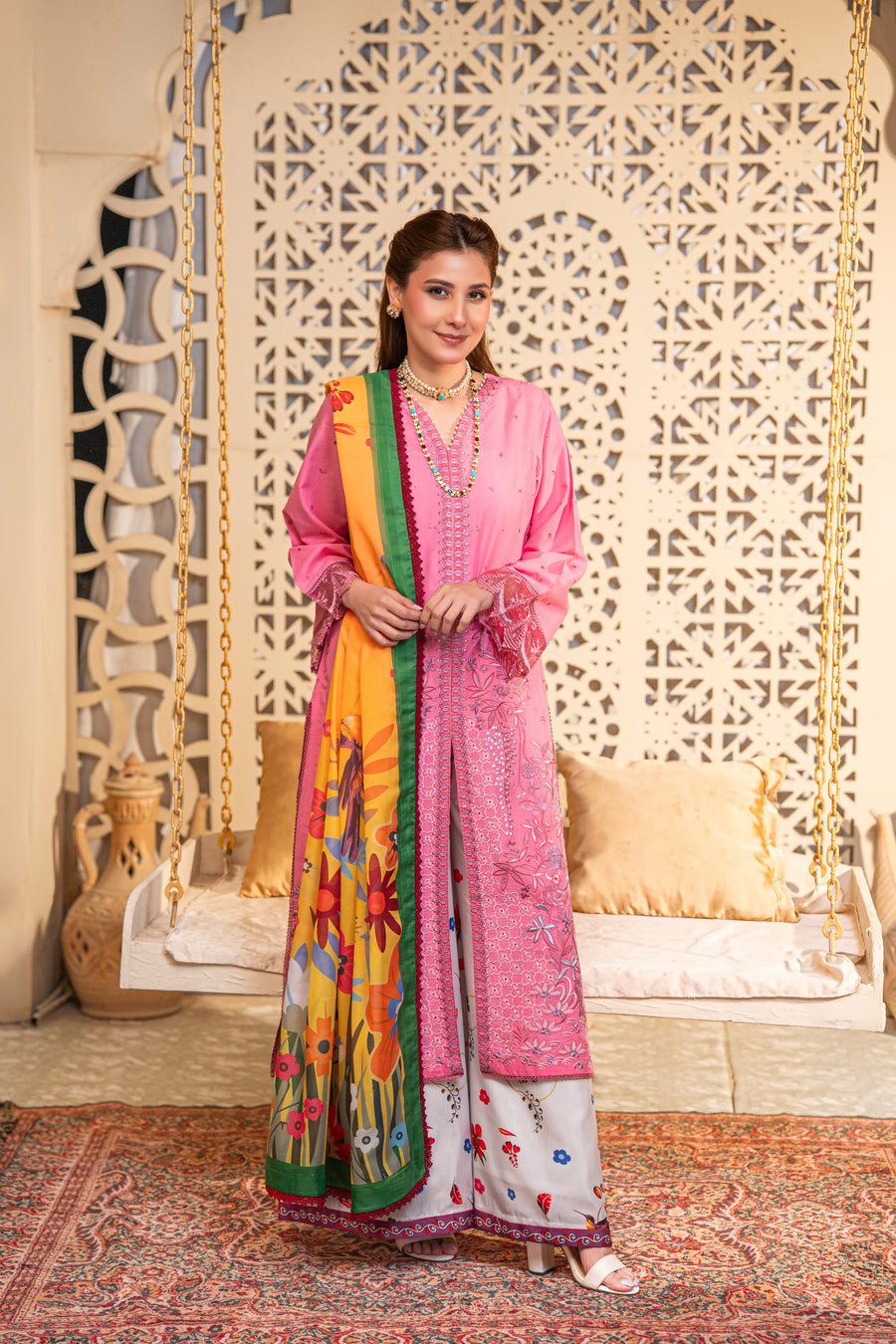 Dune Embroidered Lawn with Silk Printed Dupatta 3PC Stitched Suit