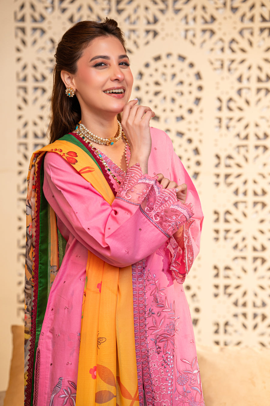 Dune Embroidered Lawn with Silk Printed Dupatta 3PC Stitched Suit