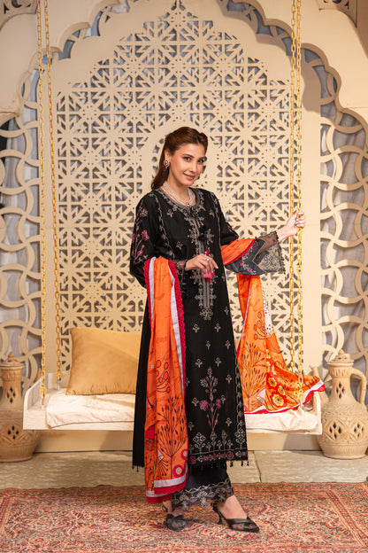 Ember Embroidered Lawn with Silk Art Dupatta 3PC Stitched Suit