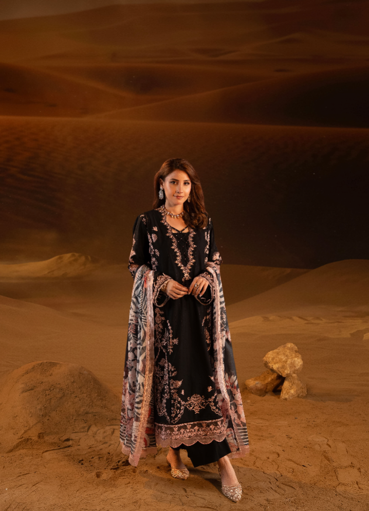 Mirage Embroidered Lawn with Silk Printed Dupatta 3PC Stitched Suit