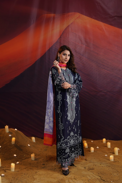 Oasis Embroidered Lawn with Silk Line Art Dupatta 3PC Stitched Suit