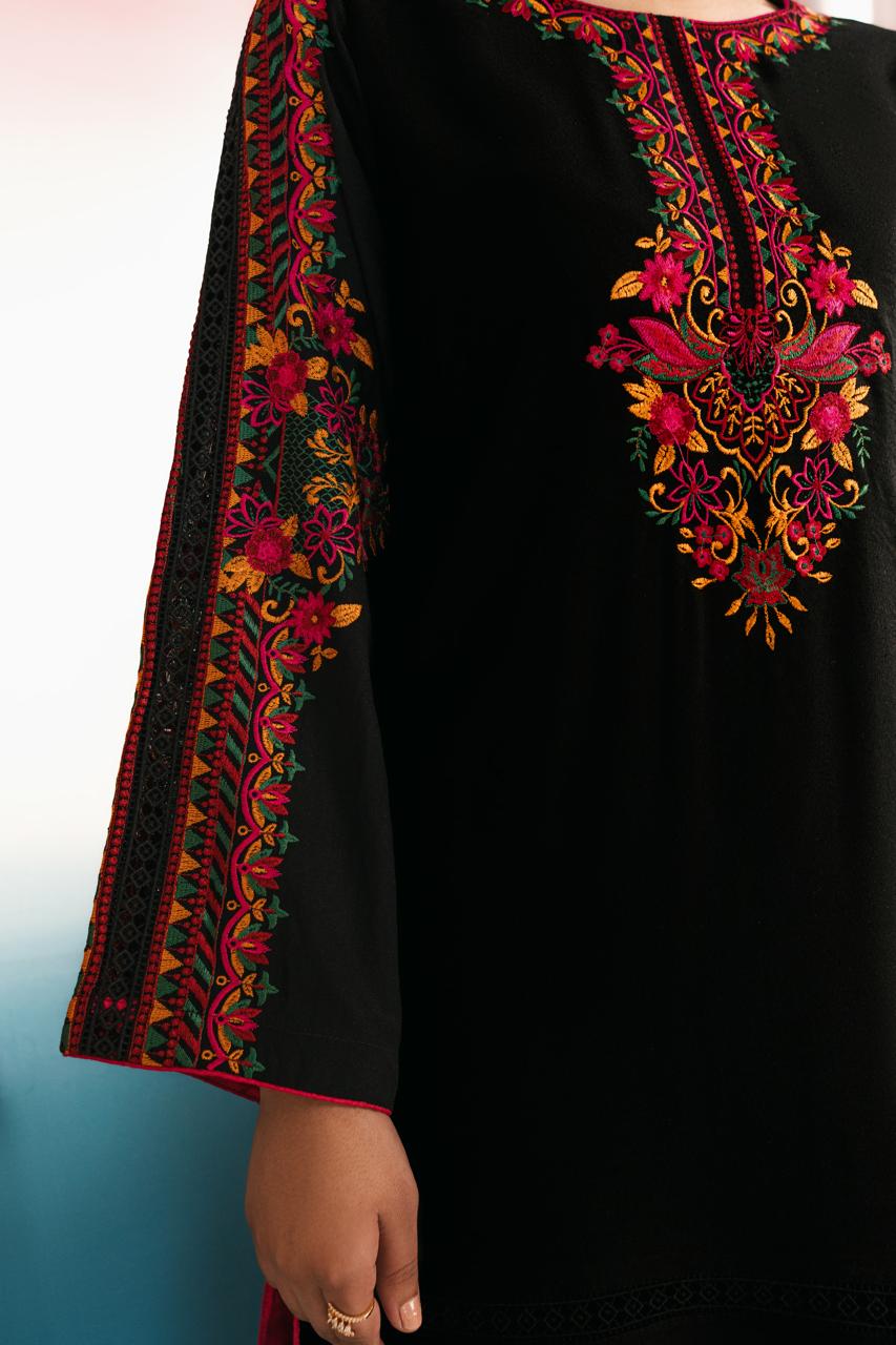 Traditional embroidered dress for ladies with floral pattern

