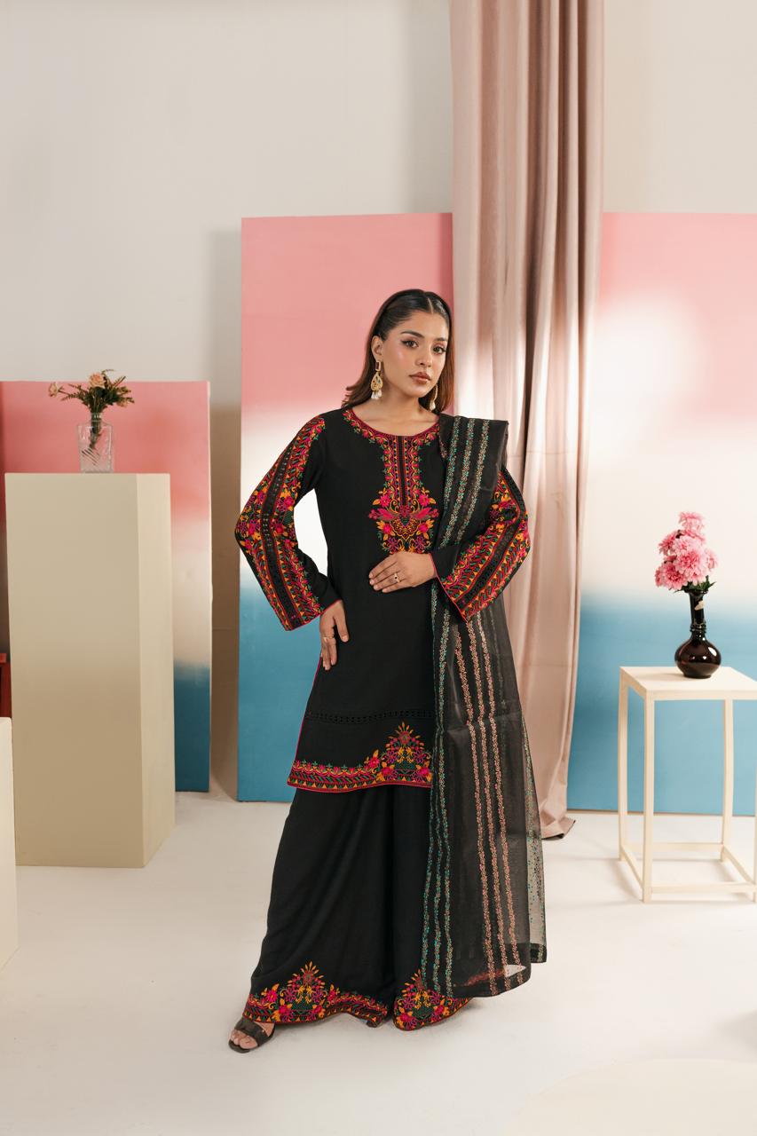 Traditional embroidered dress for ladies with floral pattern

