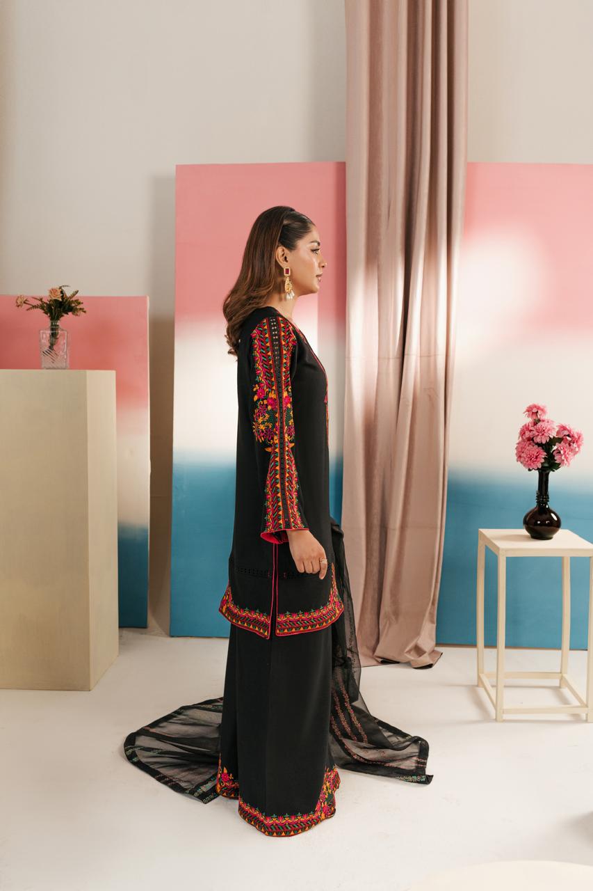 Traditional embroidered dress for ladies with floral pattern

