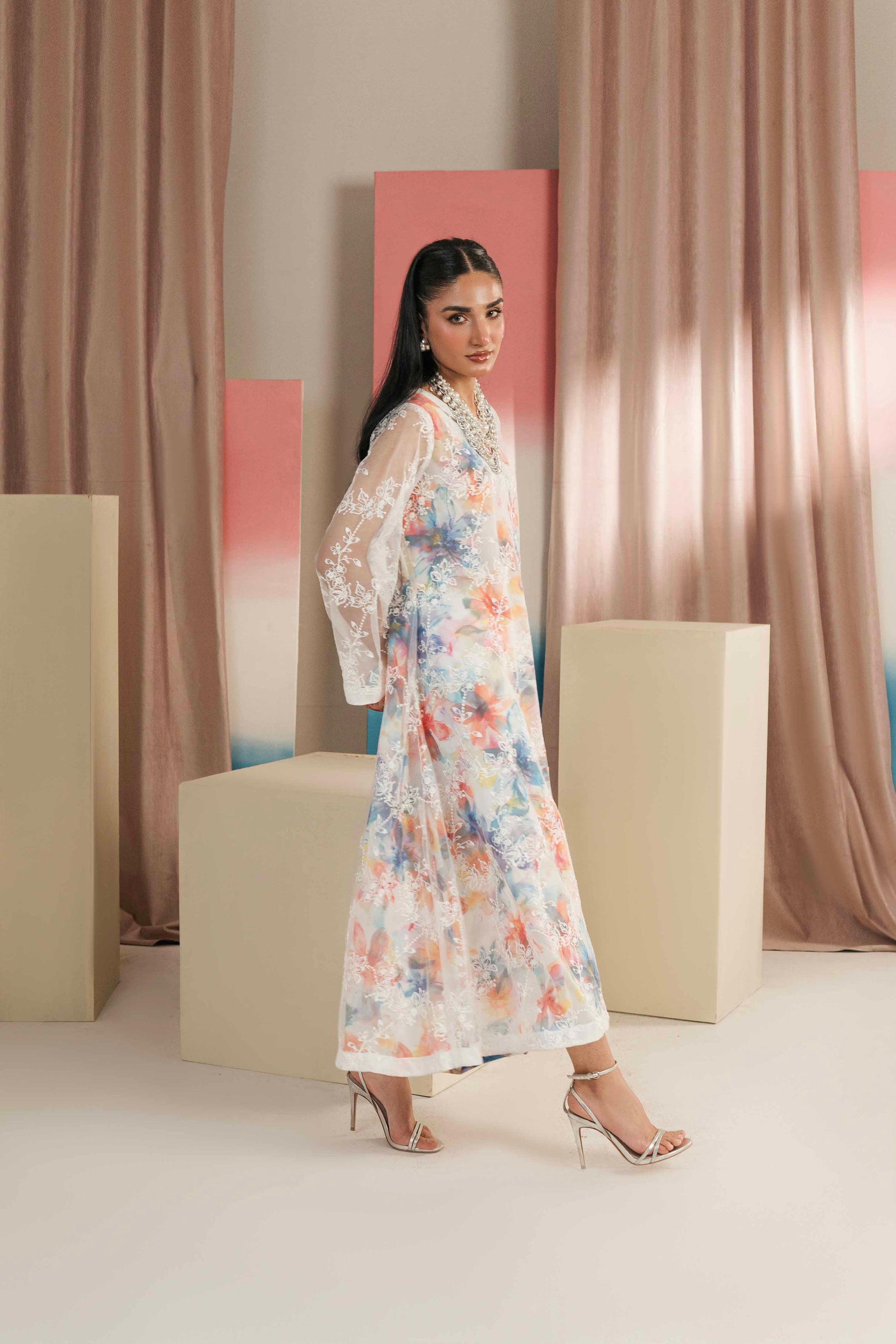 Beautiful embroidered long dress for women

