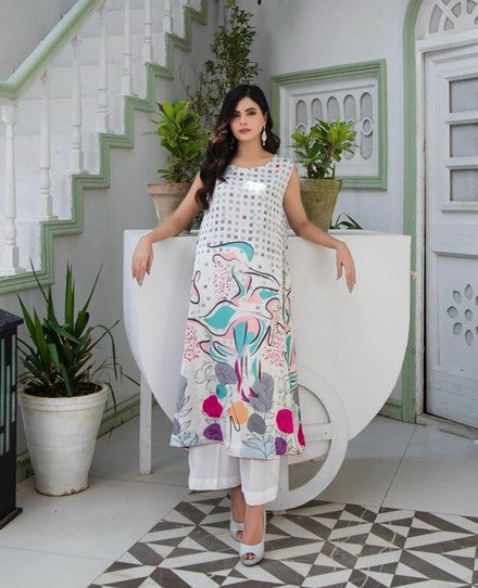 Casual ladies tunic dress with elegant patterns

